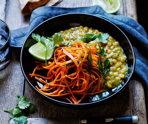 Yellow split pea and carrot dhal