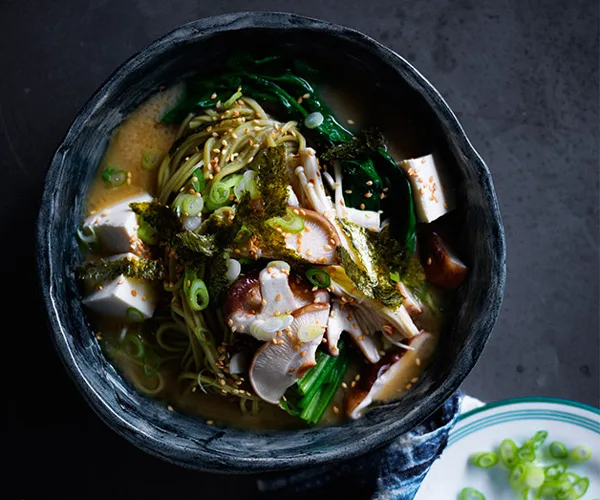 Miso noodle soup with mushroom and ginger recipe