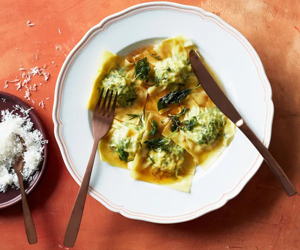 Spinach and ricotta ravioli