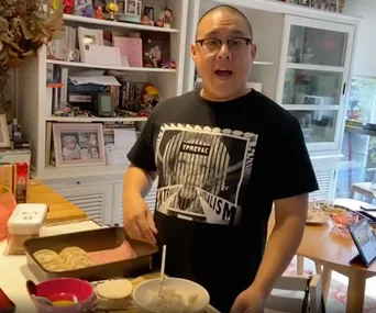 Still from Dan Hong's isolation cooking series on Instagram. 