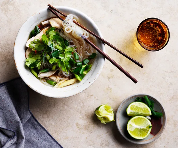 Chicken, vermicelli and lemongrass soup