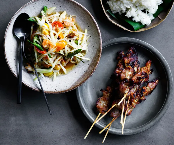 David Thompson's grilled pork skewers