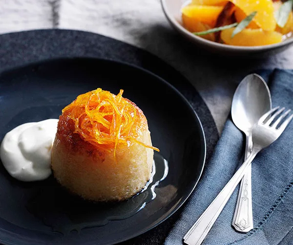 Yoghurt and orange-blossom puddings