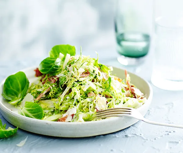 Brussels sprout salad with bacon, apple and buttermilk dressing