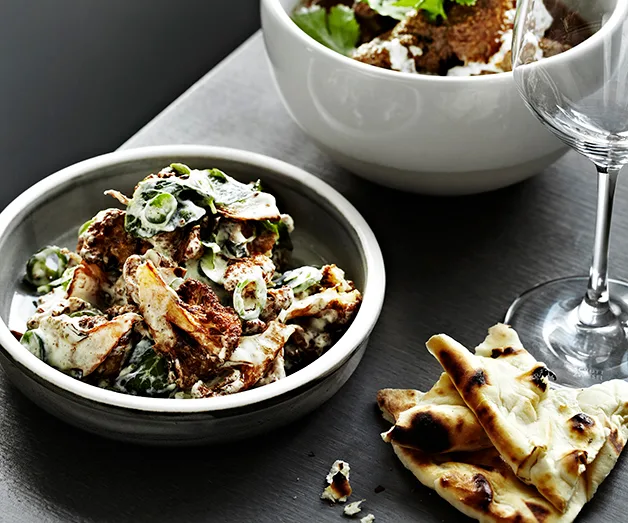 Warm cauliflower salad with yoghurt, mint and green chilli