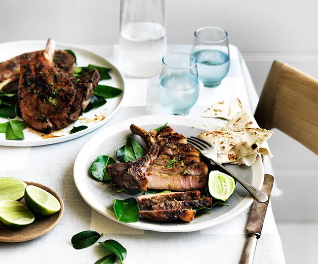 Jerk pork chop with lime