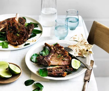 Jerk pork chop with lime