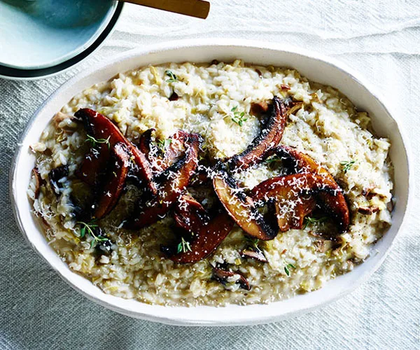 Leek, mushroom and thyme risotto