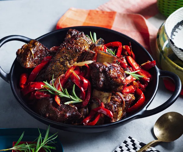 Saba Alemayoh&rsquo;s derek tibs (Ethiopian beef short ribs with capsicum)