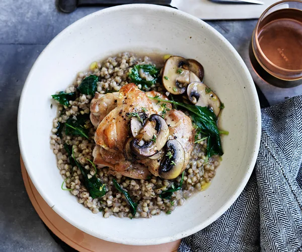 Chicken with buckwheat and mushrooms