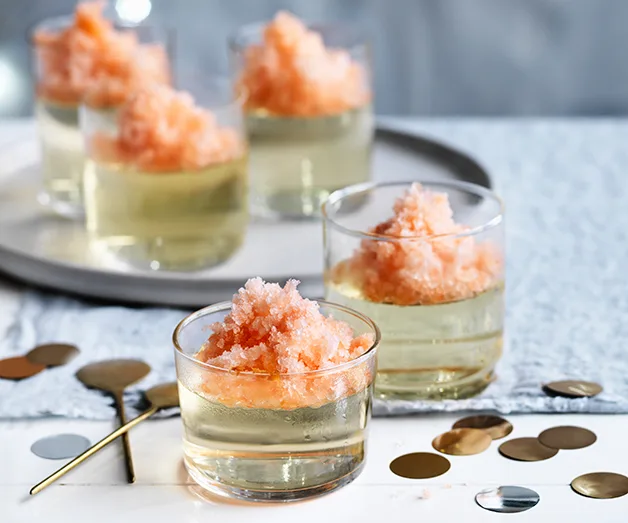 Prosecco jellies with Aperol granita