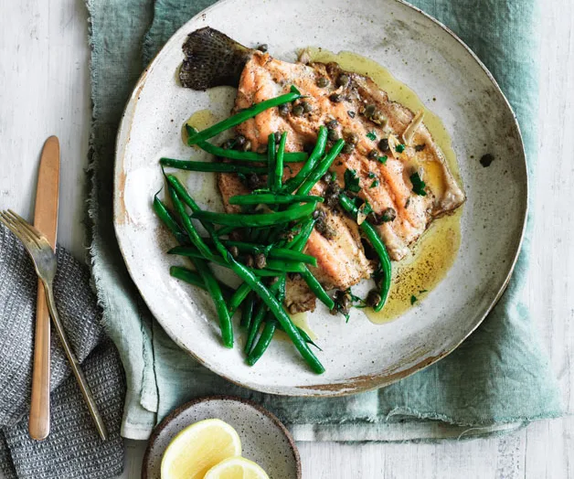 Trout with brown butter, capers and garlic