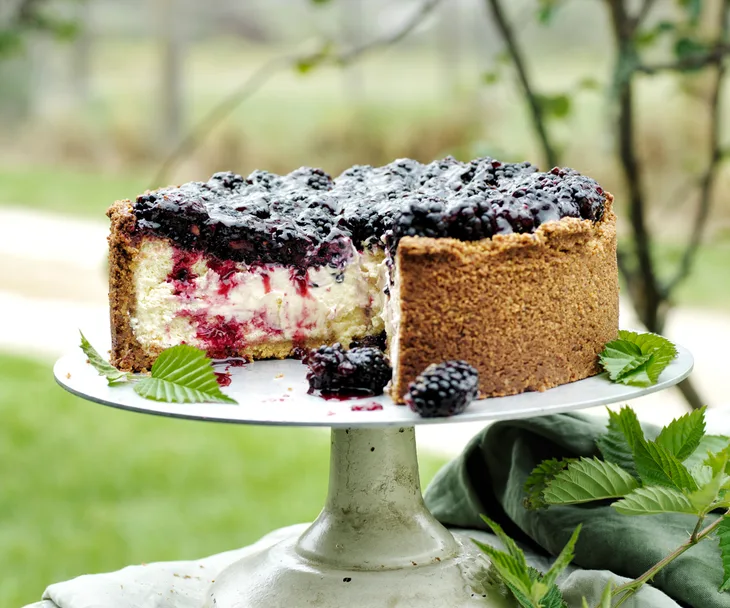 Sean Moran’s goat’s curd, pistachio and blackberry cheesecake