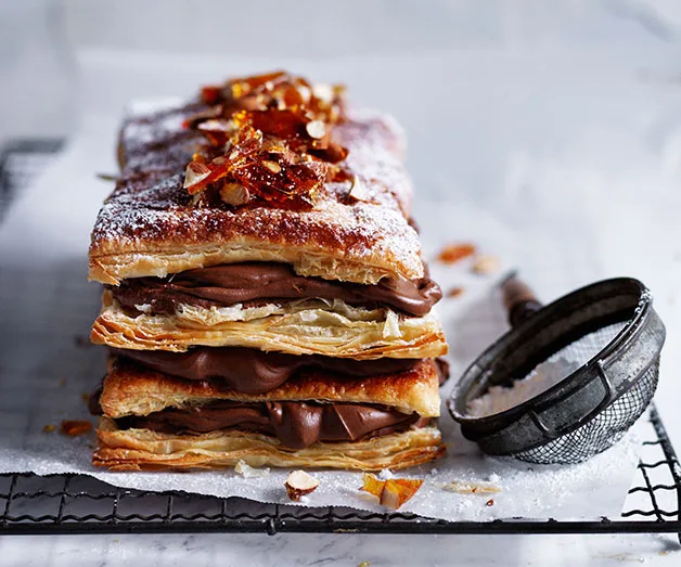 Chocolate and almond millefeuille
