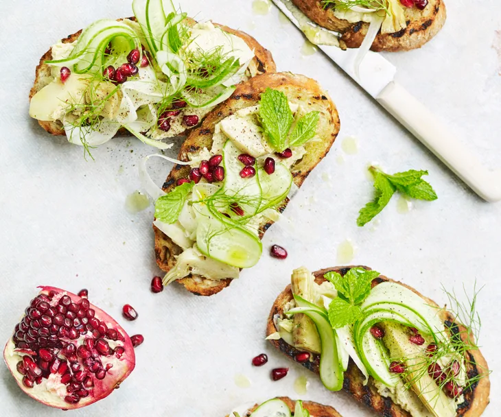Artichoke, butter bean and fennel bruschetta