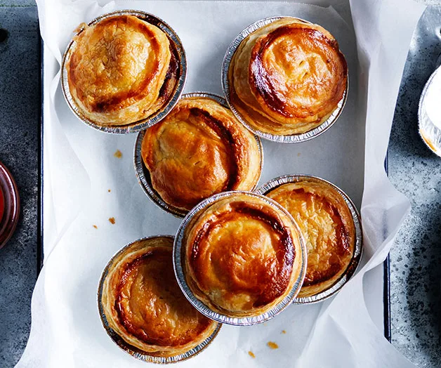 Party pies with homemade tomato sauce