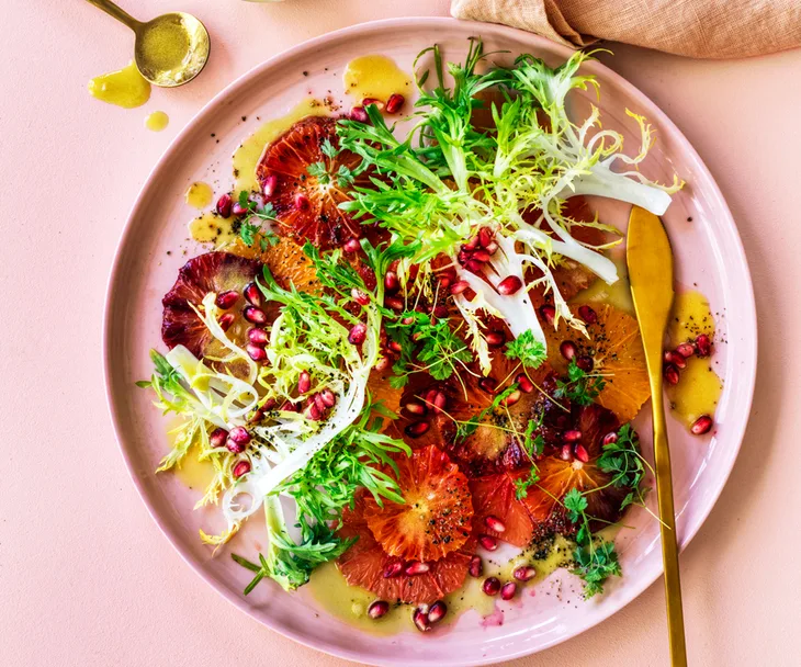 Citrus and pomegranate salad with verjuice-shallot dressing