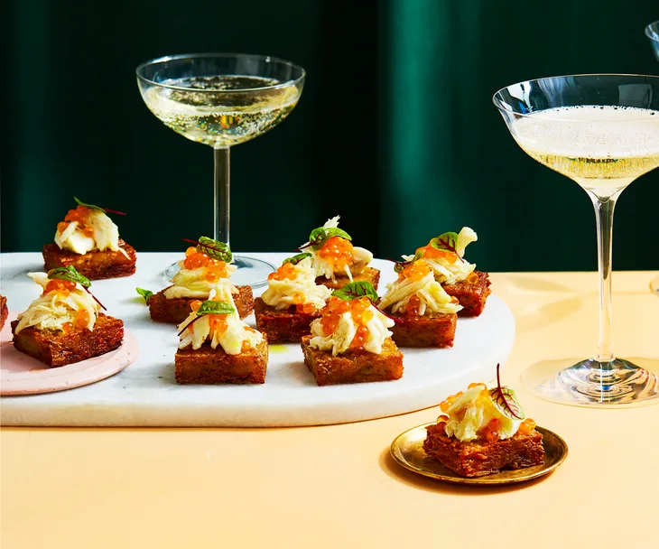 Crab and potato rosti with salmon roe
