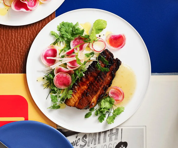 Jemma Whiteman’s braised pork belly with apple and yuzu kosho
