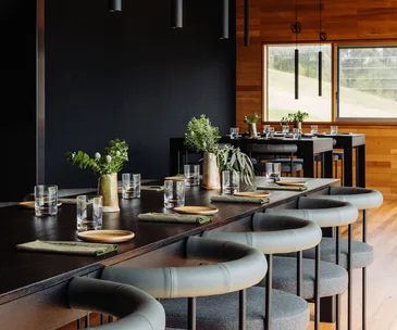 Van Bone restaurant in Marion Bay, Tasmania and its sleek dining room