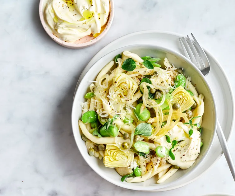 Artichoke, Broad Bean, and Pecorino Pasta Salad