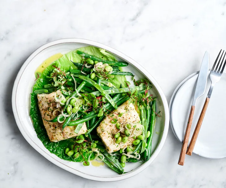 Steamed Murray cod with whipped lemon myrtle butter