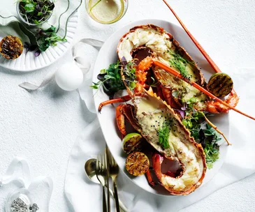 Grilled lobster with beurre blanc and chives