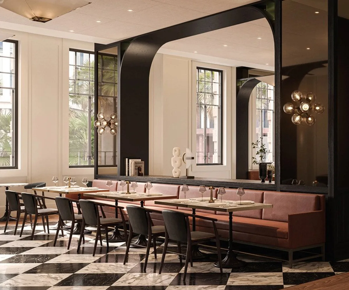 Art Deco-style dining room of Brasserie 1930 at Capella Sydney Hotel