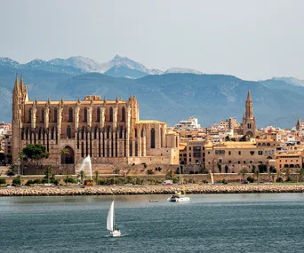 Water view of Palma in Mallorca, Spain