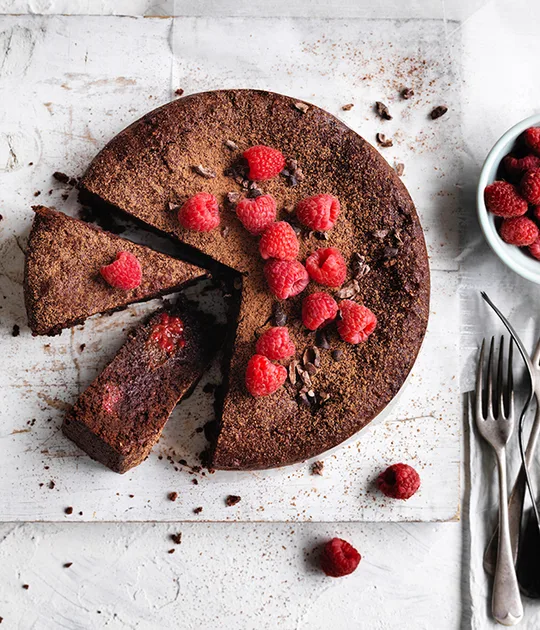 Gluten-Free Cacao, Hazelnut and Raspberry Cake