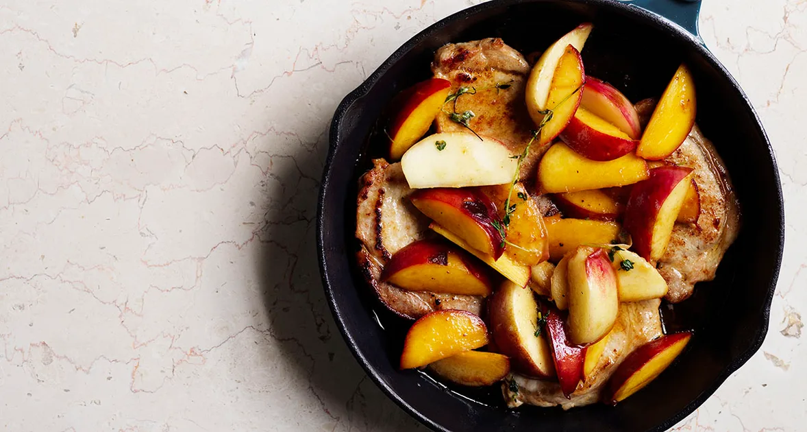 Pork Medallions With Nectarines and Potato Salad