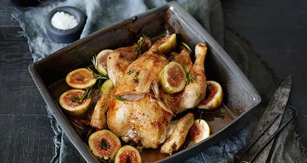 Chicken Roasted with Butter, Figs and Verjuice