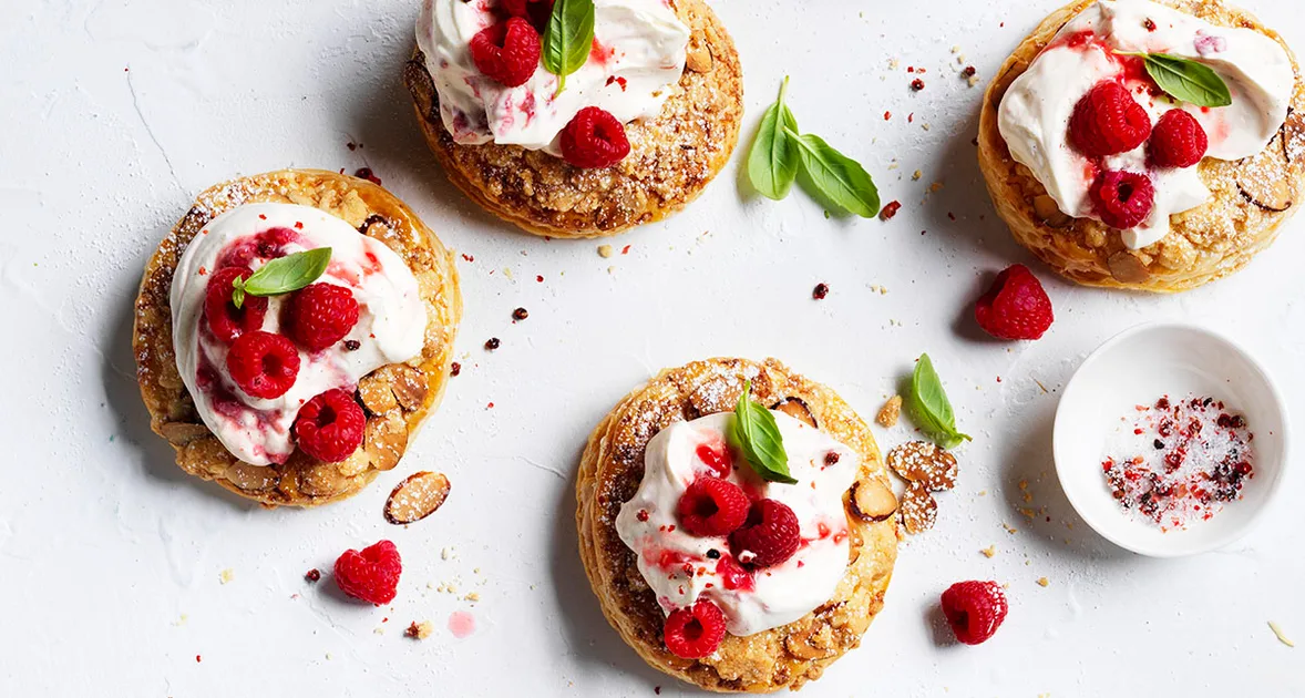 Raspberry almond crumble galettes recipe | Gourmet Traveller