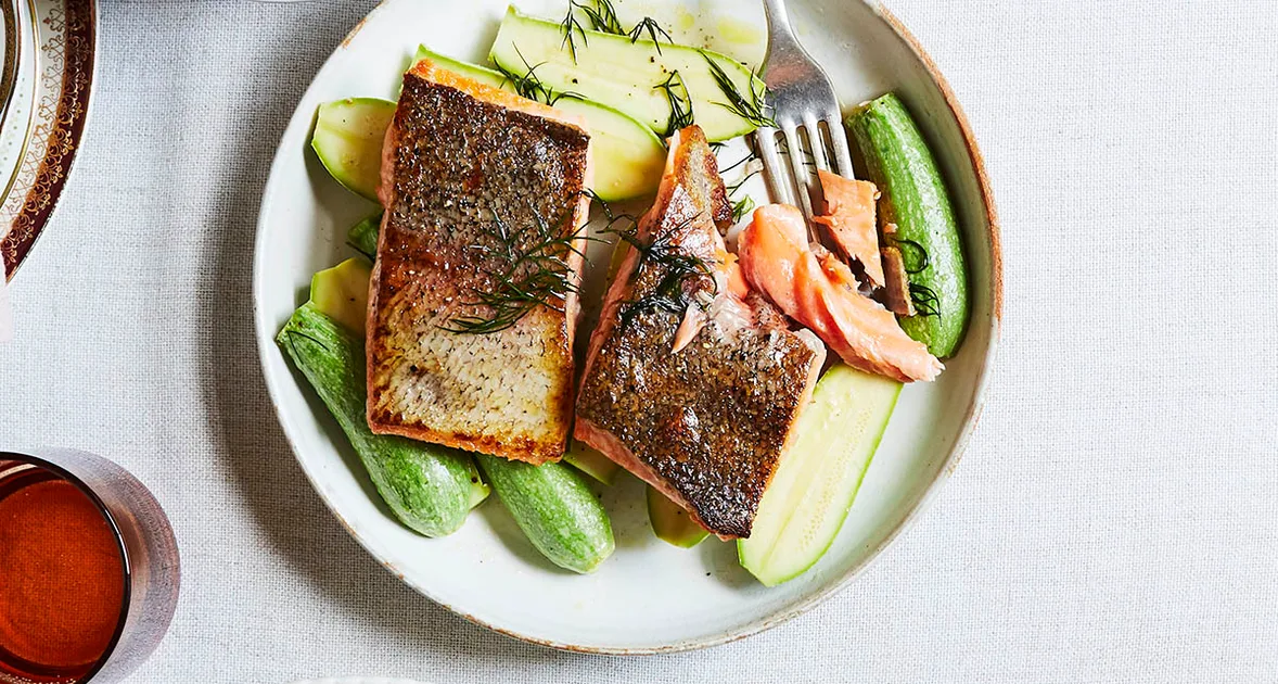 King trout and Lebanese zucchini recipe | Gourmet Traveller