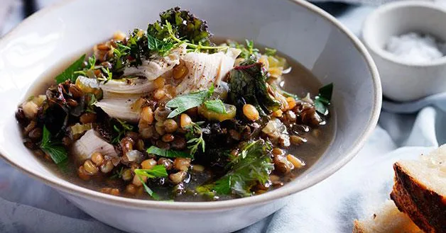 Chicken, lentil and kale soup recipe | Gourmet Traveller
