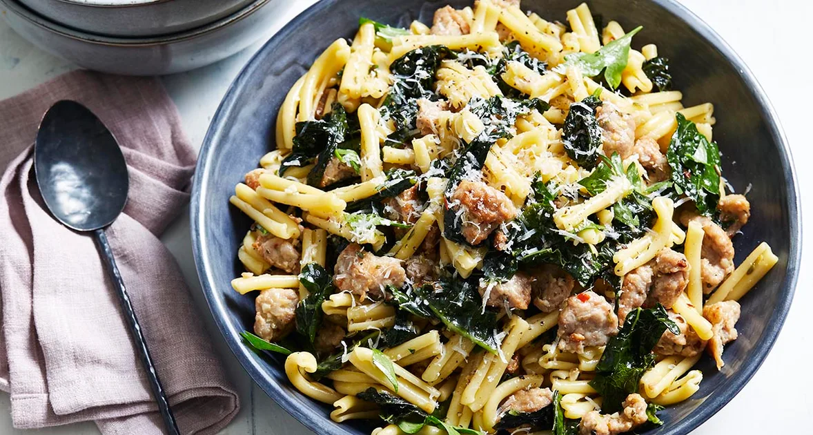 Casarecce with Pork Sausage, Cavolo Nero and Chilli