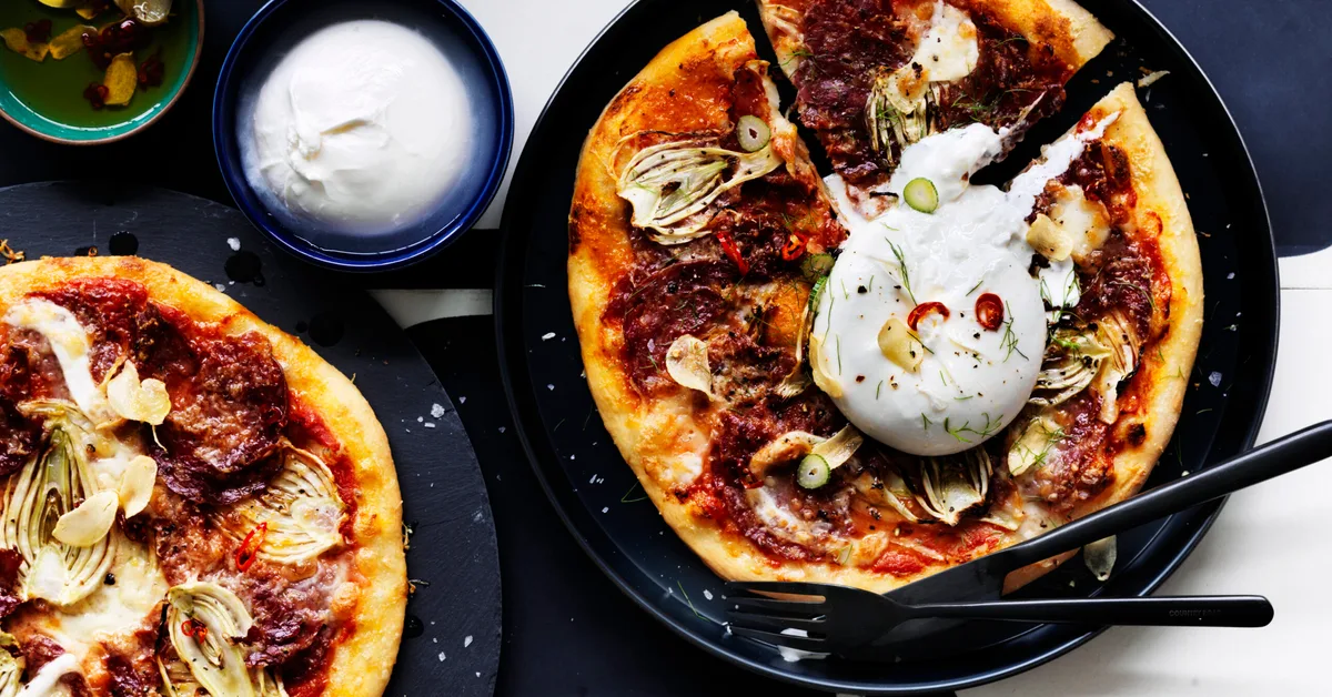 Salami and Fennel Pizza with Burrata Recipe