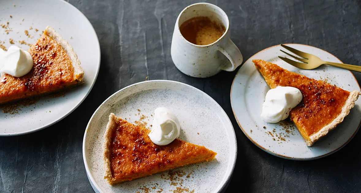 Caramel pumpkin pie recipe | Gourmet Traveller