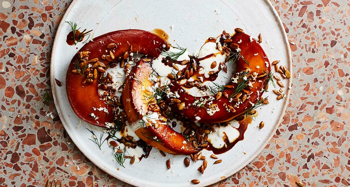 Tamari-Roasted Pumpkin with Sunflower and Horseradish