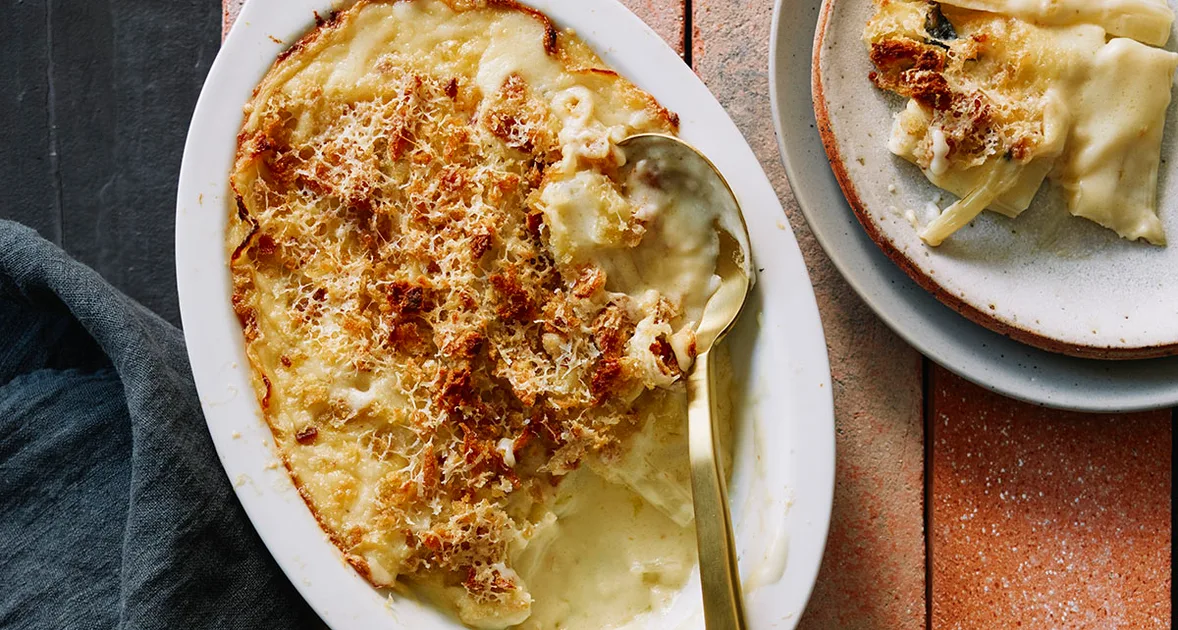 Silverbeet stalk gratin recipe | Gourmet Traveller