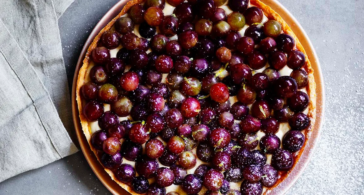 Grape and rapadura tart recipe | Gourmet Traveller