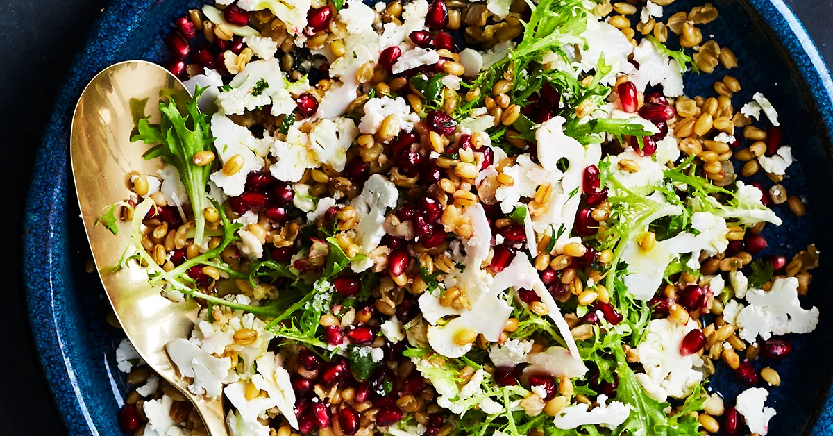 Freekeh and Shaved Cauliflower Salad with Herb Dressing
