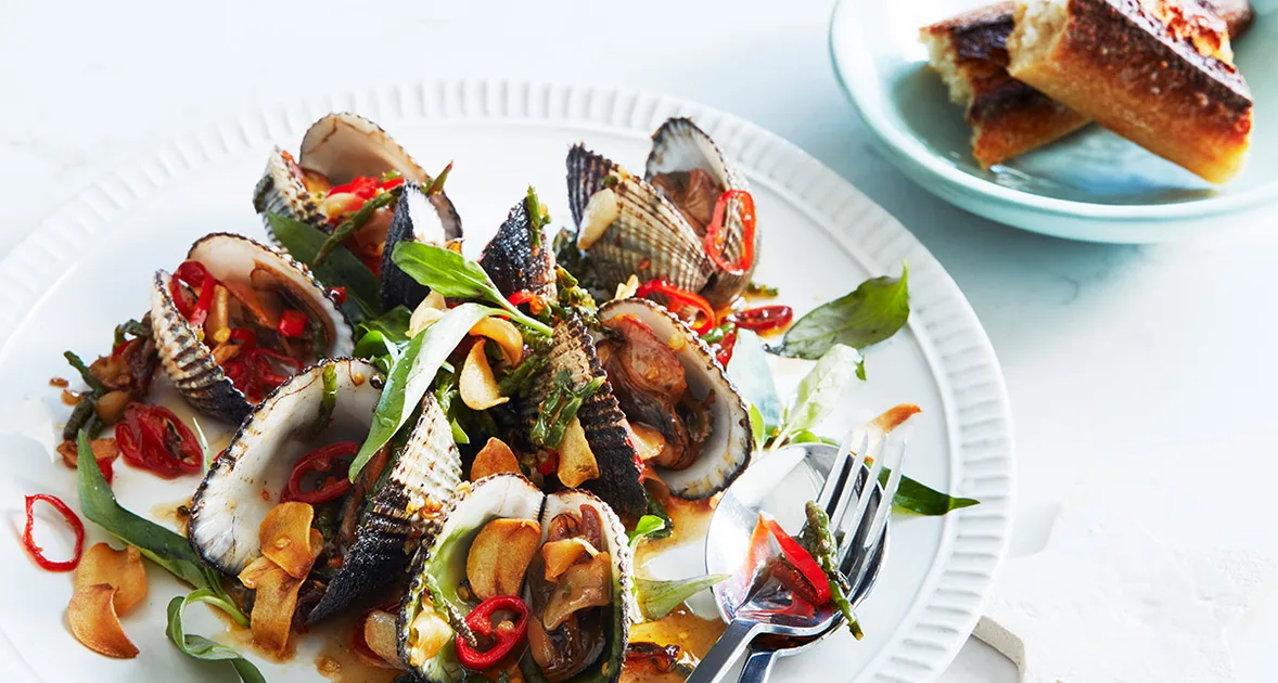 Cockles with Samphire and Garlic Oil | Gourmet Traveller