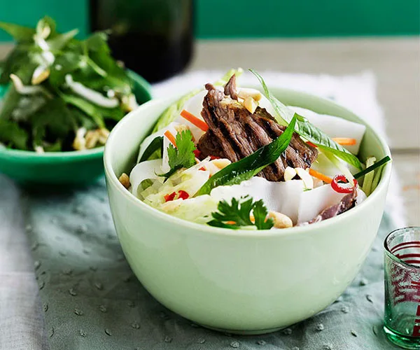 Vietnamese Lemongrass Beef and Rice Noodle Salad