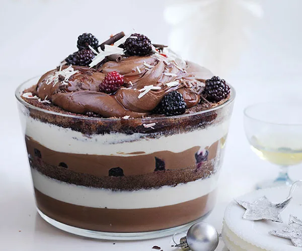Chocolate and blackberry trifle recipe | Gourmet Traveller