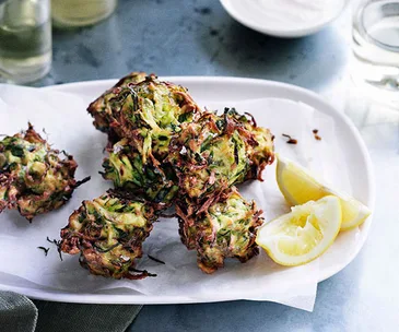 Zucchini and dill fritters with whipped feta