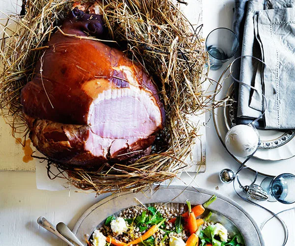 Ham Baked in Hay with Roast Carrot &amp; Barley Salad