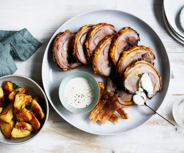 Roast pork shoulder with ajo blanco