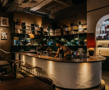 The bar area at Bar Totti's.