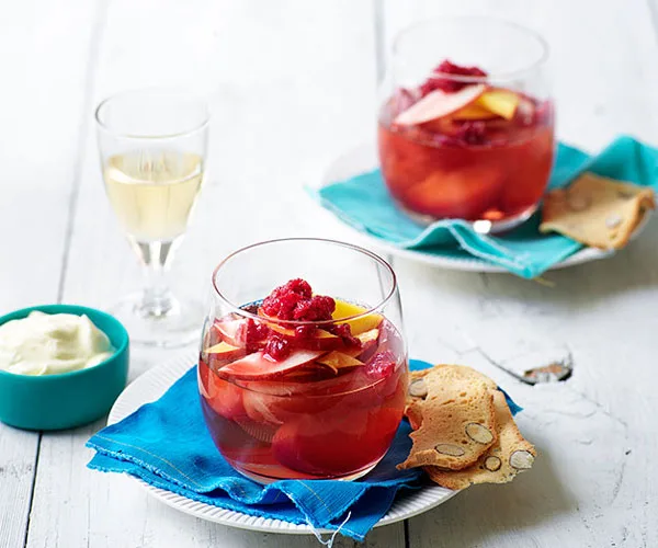 Nectarine Jelly with Elderflower Cream Recipe